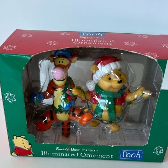 RARE Santa’s best Pooh Winnie the Pooh and Tiger Illumated Ornament NIB - Picture 2 of 5